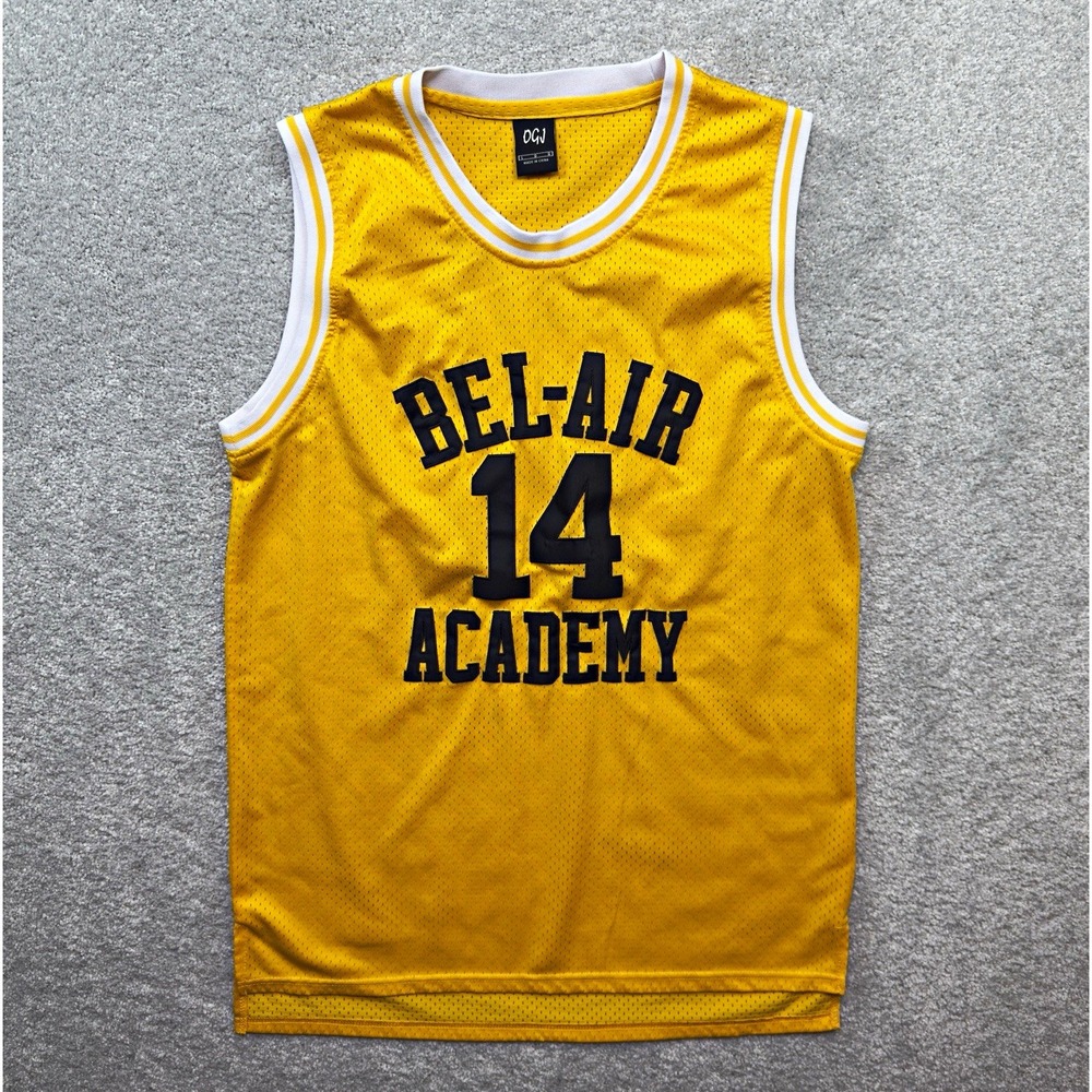 OGJ Will Smith Bel Air Academy Jersey Mens Large Yellow 14 Fresh Prince Stitched